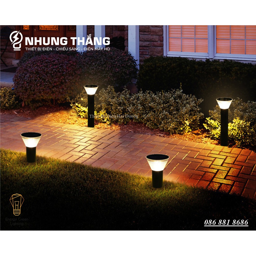 Đèn Cột Sân Vườn Hình Nón DSV-2130 - Chiều Cao 30cm - Sử Dụng Điện Và Dùng Năng Lượng Mặt Trời - Chống Nước IP65