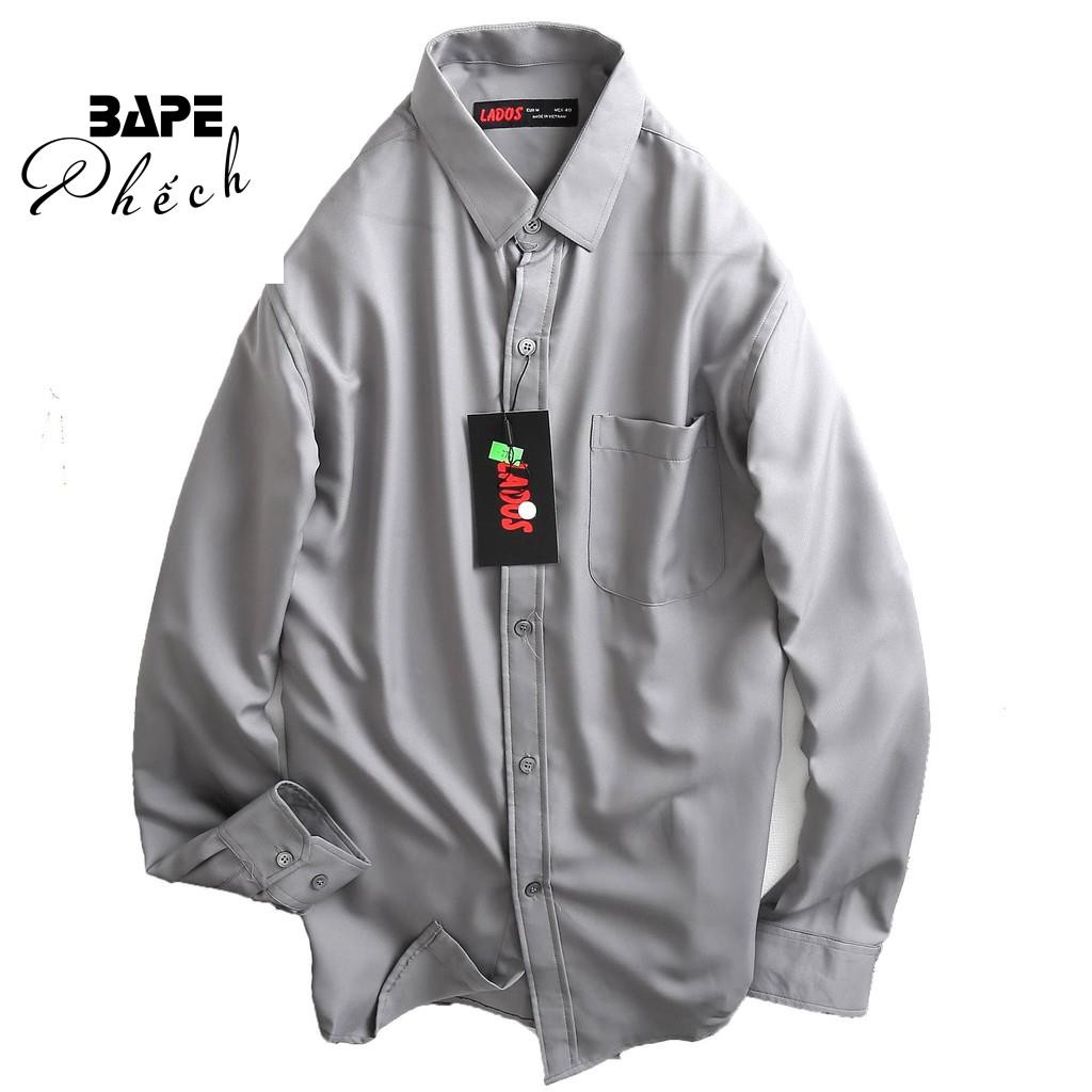 Áo sơ mi nam tay dài  trơn có túi  đủ màu BAPE PHẾCH-778, vải lụa mềm, ít nhắn - hàng chính hãng