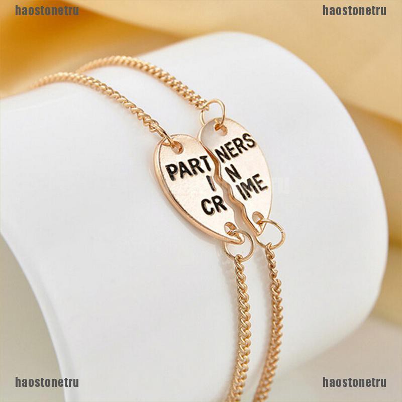 Set 2 Vòng Tay Mặt Trái Tim Ghép Đôi Khắc Chữ Best Friends Forever