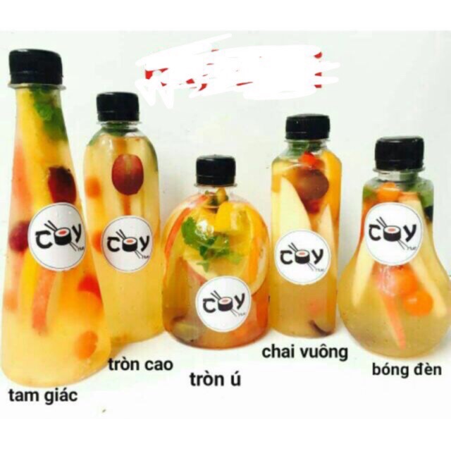 Combo mix 5 loại chai nhựa pet đựng trà sữa