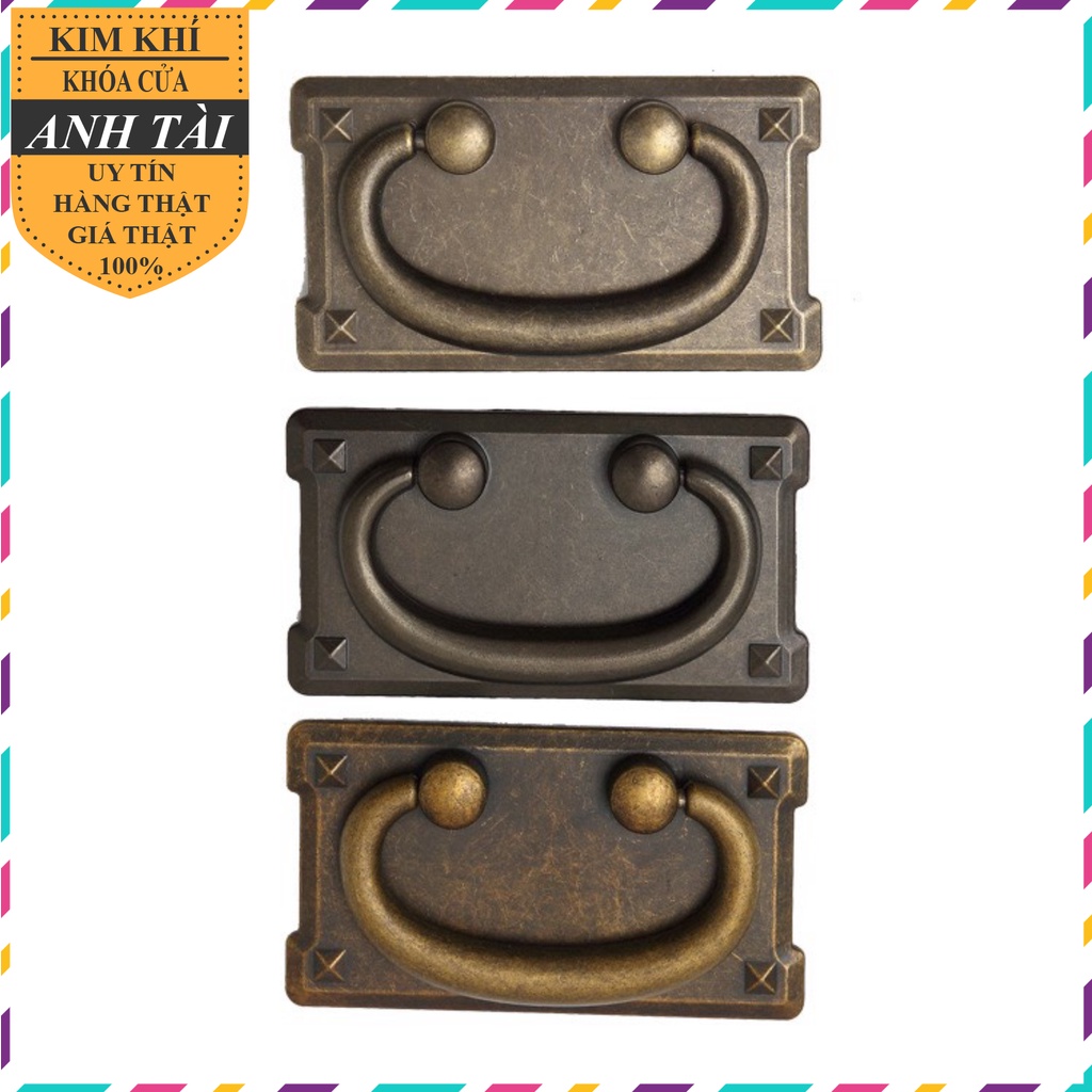 Tay Nắm Hộc Tủ Gỗ Sồi Bản Đồng phong cách giả cổ, châu Âu.