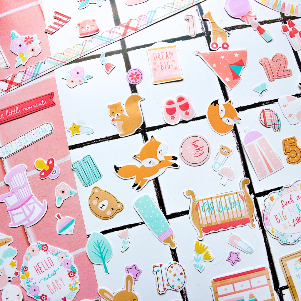 Sticker Hello Baby Girl - Sticker trang trí sổ tay, scrapbook, nguyên liệu handmade