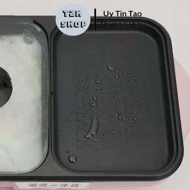 Bếp Lẩu Nướng Điện Mini 2 Nấc Nhiệt - Nồi Lẩu Nướng 2 Ngăn Tách Rời Chống Dính Không Khói - T2K Shop