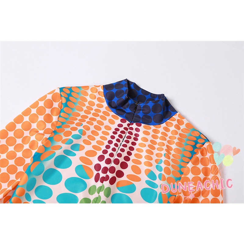 DUNEA Áo liền quần Tay Dài Cổ Tròn Lưng Cao In Họa Tiết Quyến Rũ Cho Nữ