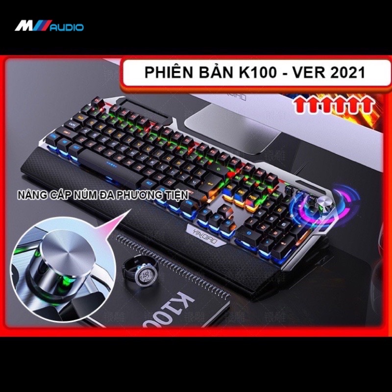 Bàn Phím Cơ Gaming K100 VÀ K100Pro Kèm Chuột Chơi Game G15 LED RGB 12 Chế Độ Bảo Hành Lỗi 1 Đổi 1