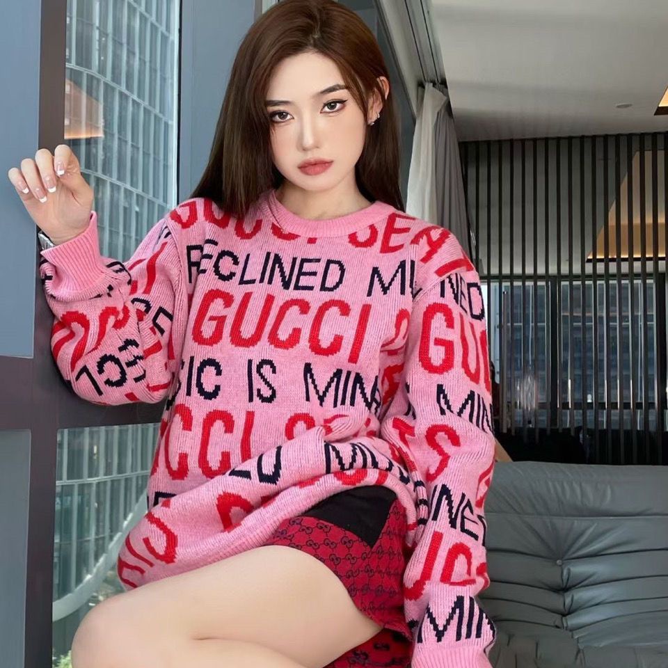 Hàng Có Sẵn!Gucci!Áo Khoác Cardigan Cổ Chữ V Form Rộng Giữ Ấm Thiết Kế Mới Năng Động Thời