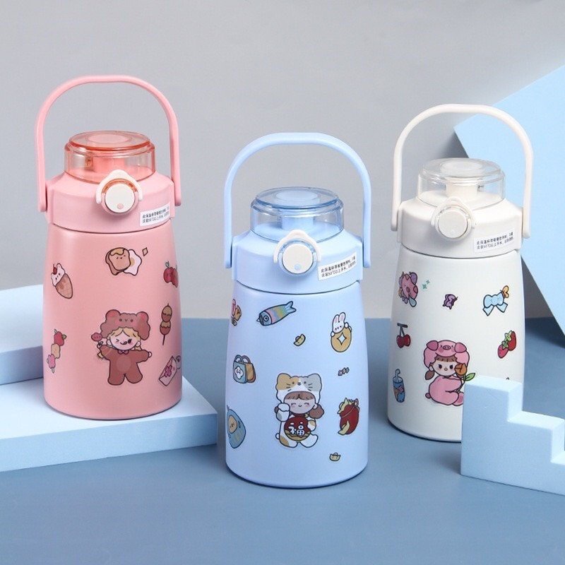 Bình giữ nhiệt Ulike 800ml, Bình giữ nhiệt Inox 304 có Sticker trang trí