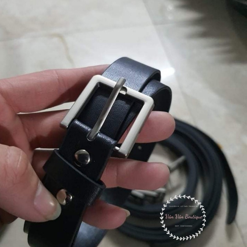 Thắt lưng nữ da mặt vuông nhôm