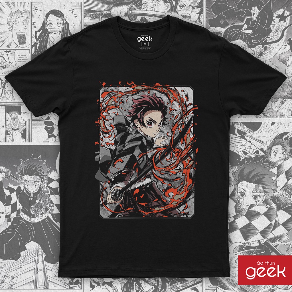 Áo thun hình Demon Slayer - Tanjiro Kamado 03 sắc nét, 100% Cotton vải dày, siêu mịn.