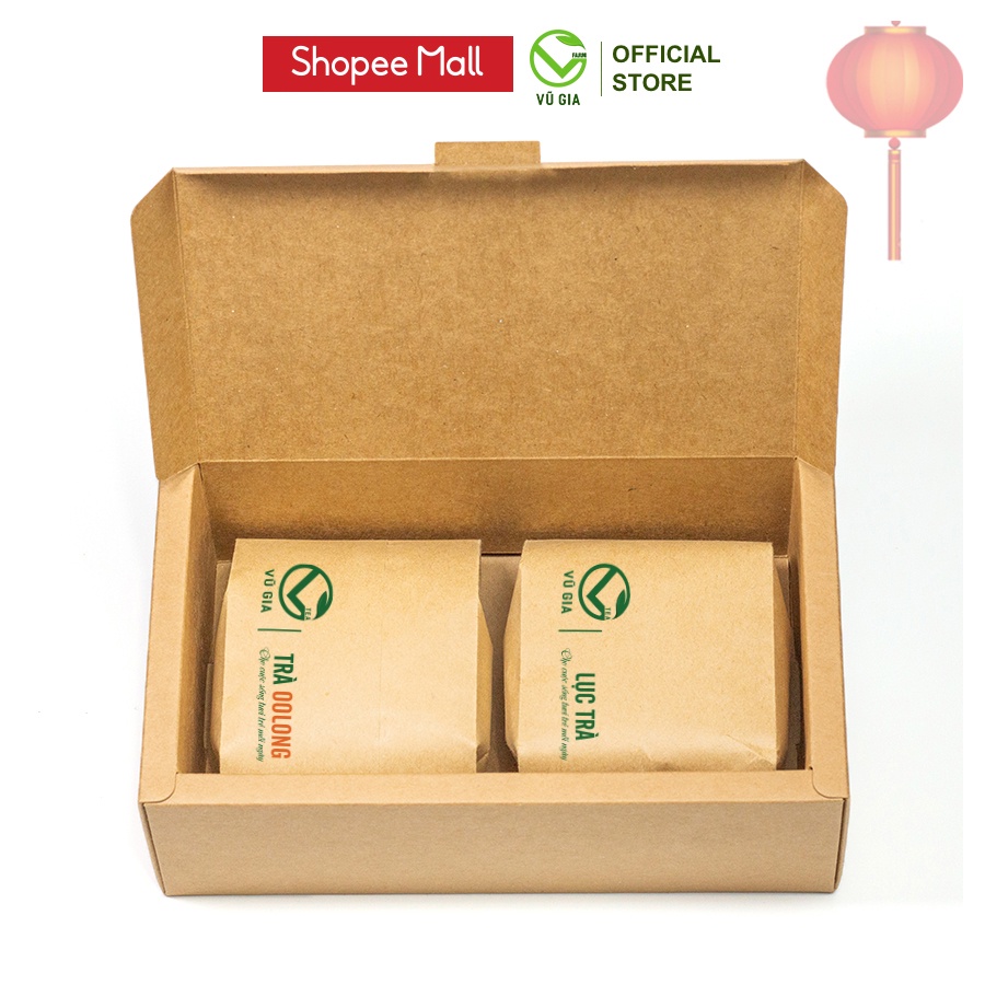 HỘP QUÀ TẾT] Combo Trà Oolong Kim Tuyên Cao Cấp Bảo Lộc Vũ Gia + Lục Trà ( Trà Xanh) Nguyên Chất Vũ Gia 100g