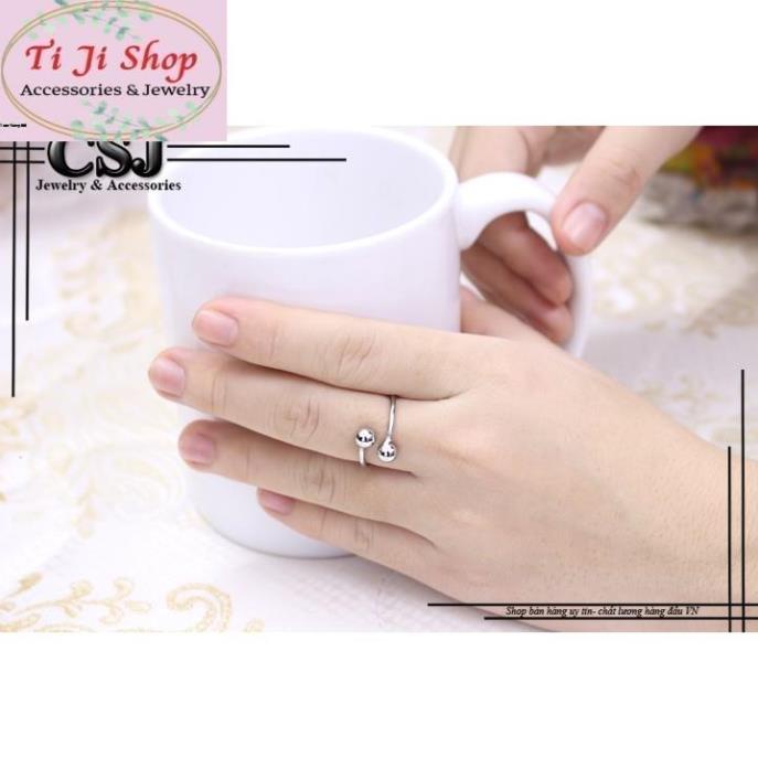 Nhẫn inox thời trang 2 bi giá rẻ