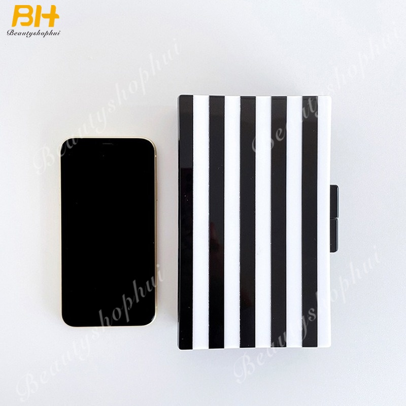 Túi Đeo Chéo Bằng Acrylic Họa Tiết Kẻ Sọc Trắng Đen Đơn Giản Thời Trang Cho Nữ