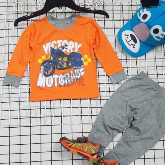 Bộ dài tay thu đông bé trai 9-20 cotton 4c sài gòn(ảnh thật toàn bộ)