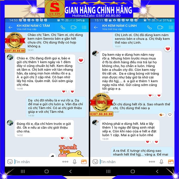 Kem nám tàn nhang đồi mồi dưỡng trắng da mặt cổ loại tốt chính hãng Sennio hàn quốc ban đêm ngày cho nam nữ bà bầu 3D 4K