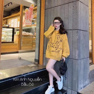 ÁO LEN VÀNG HÌNH CHÚ BÉ DÁNG RỘNG CHÙM MÔNG ❌HOT NEW❌