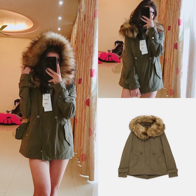 Áo parka rêu Zara