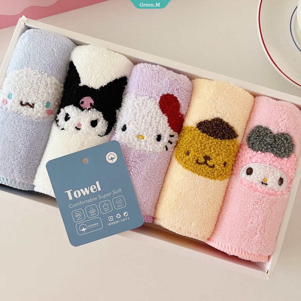 Bộ 5 Khăn Lông Cừu San Hô Họa Tiết Hoạt Hình Cinnamoroll My Melody Kuromi Linabell Sanrio Dễ Thương