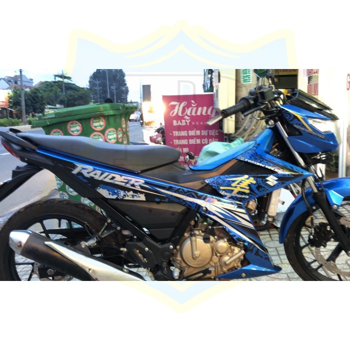 ( Quí khách vui lòng mang ra tiệm cho thợ dán ) Tem raider fi hayabusa xanh đen