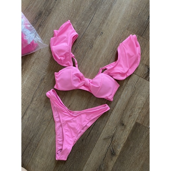 [BKN1063] &lt;ÂU&gt; SET BIKINI HỒNG BABY CÁNH TIÊN NÚT NGỰC