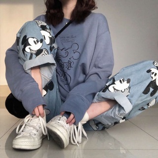 QUẦN BÒ MICKEY ỐNG RỘNG