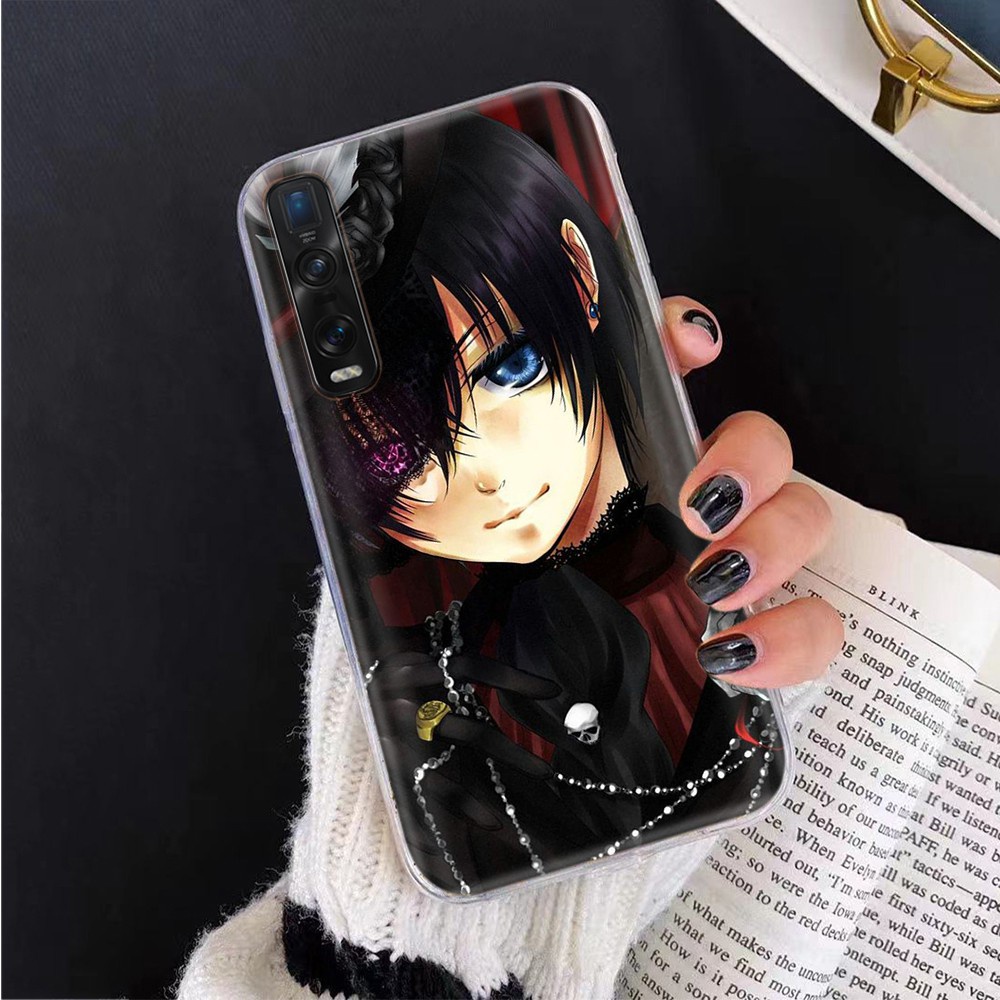 Transparent Case for Samsung Galaxy S7 Edge S8 Plus S9 S10 S10E Lite Black Butler Clear Cover