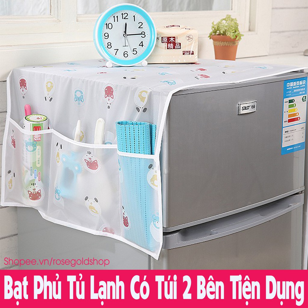 Bạt Phủ Tủ Lạnh Có Túi 2 Bên Tiện Dụng Xin Xắn