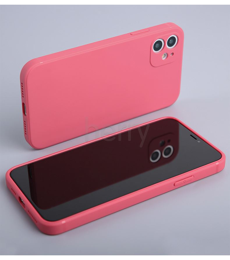 Ốp điện thoại silicone cạnh vuông bảo vệ camera thích hợp cho Iphone 12 Mini 12 Pro X Xr Xs Max 8 7 6 6s Plus Se 2020
