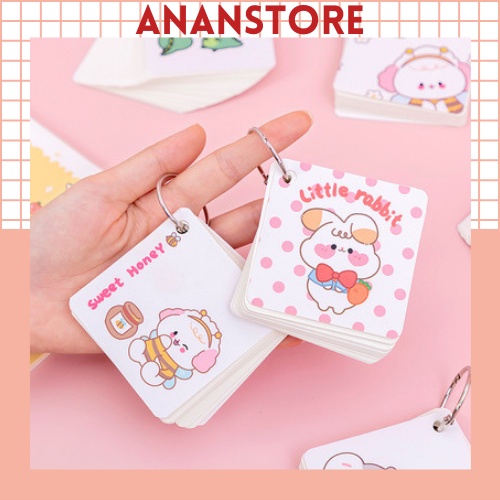 Flashcard, Thẻ Học Từ Vựng Giấy Siêu Dày Có Móc Treo ANANStore