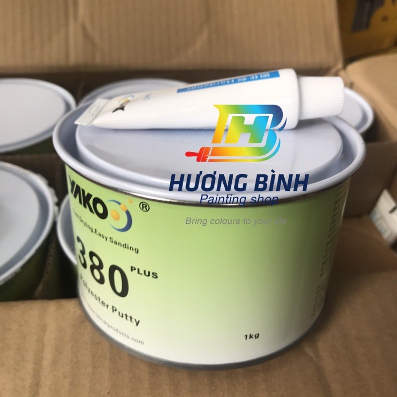 Bột bả, matit trám trét Yako 380 (bộ 1kg gồm chất đóng rắn)