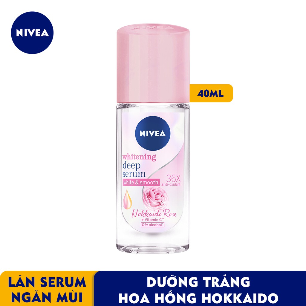 Lăn Ngăn Mùi Dưỡng Trắng Hương Hoa Hồng Hokkaido Nivea Whitening Deep Serum Hokkaido Rose 40ml