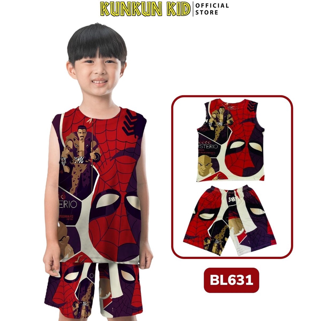 Quần áo bé trai chất Thun lạnh in hình người nhện spiderman Kunkun Kid BL631