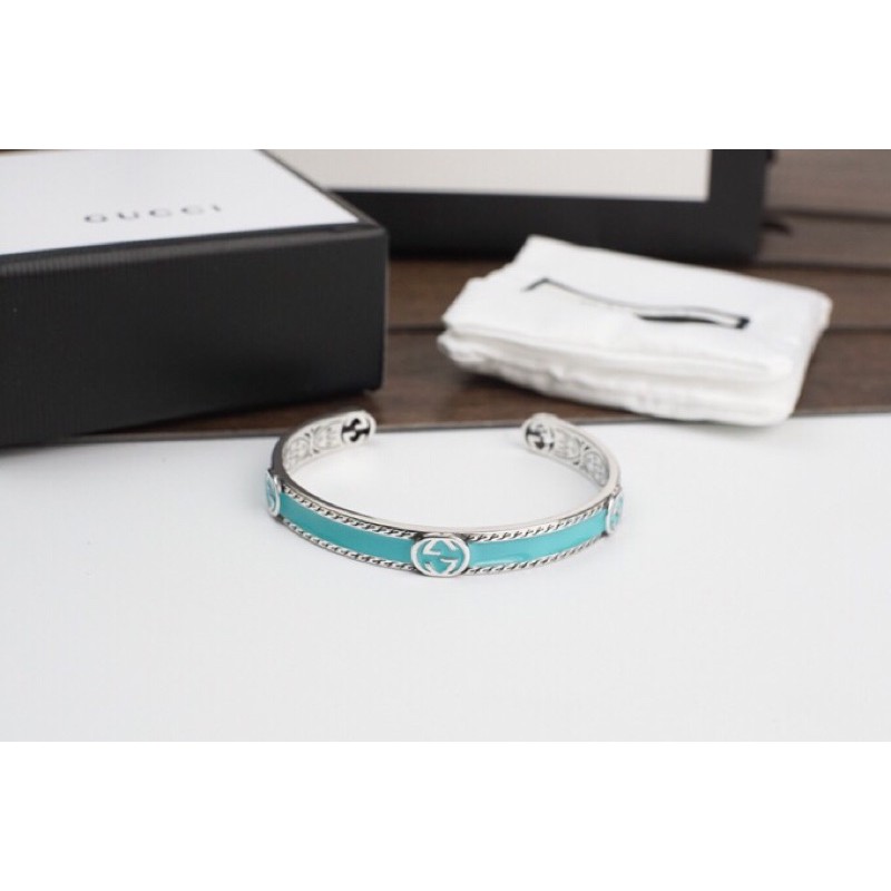 vòng tay giới hạn tráng men cao cấp GUCCI Gc Gg