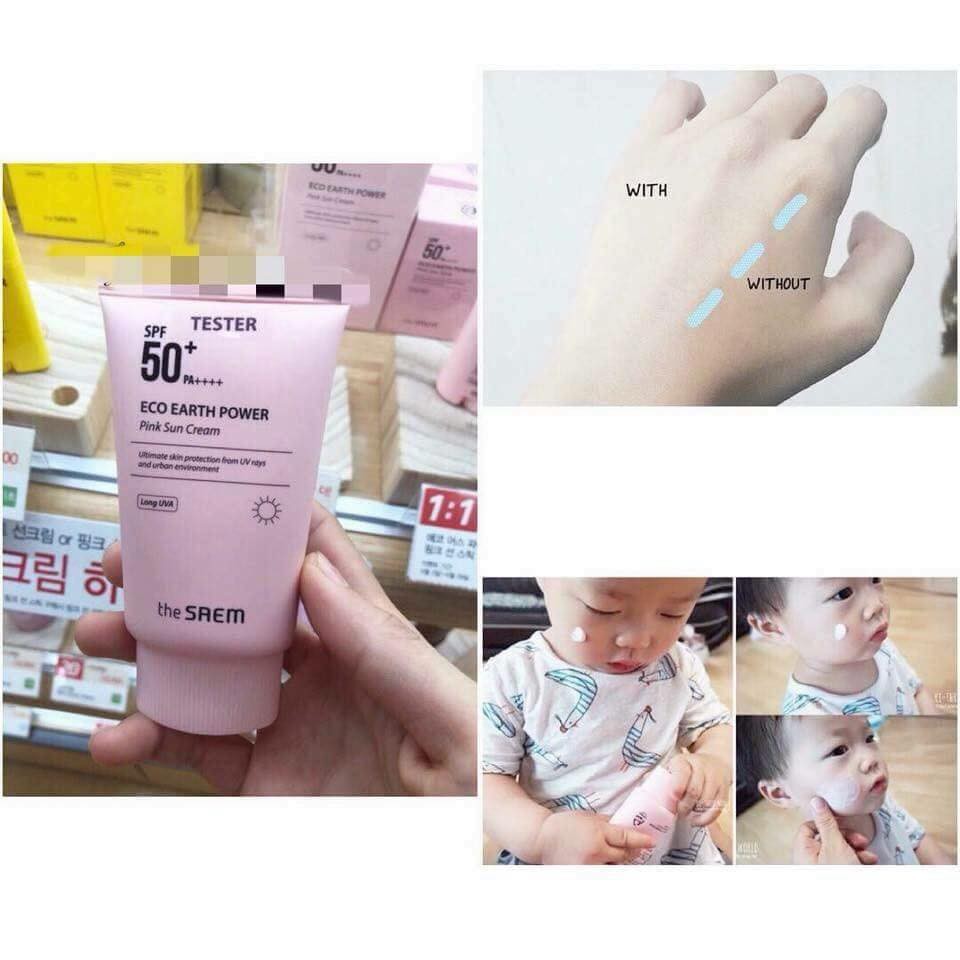 Kem chống nắng The Saem Eco Earth Power Pink Sun Cream 50 ml | BigBuy360 - bigbuy360.vn