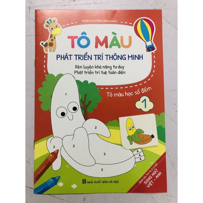 Sách - Tô màu bé tô màu song ngữ Anh Việt phát triển trí thông minh cho bé 2-6 tuổi bộ 8 quyển