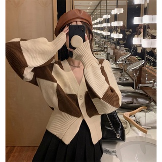 Áo khoác cardigan len dệt kim dáng ngắn phong cách Hàn Quốc