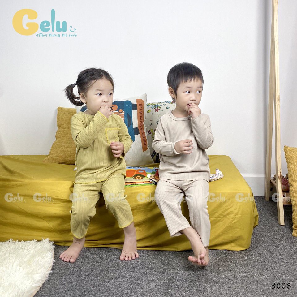 Bộ thu đông cho bé Gelu kids dài tay chất liệu len tăm cao cấp mềm mịn-GLB006