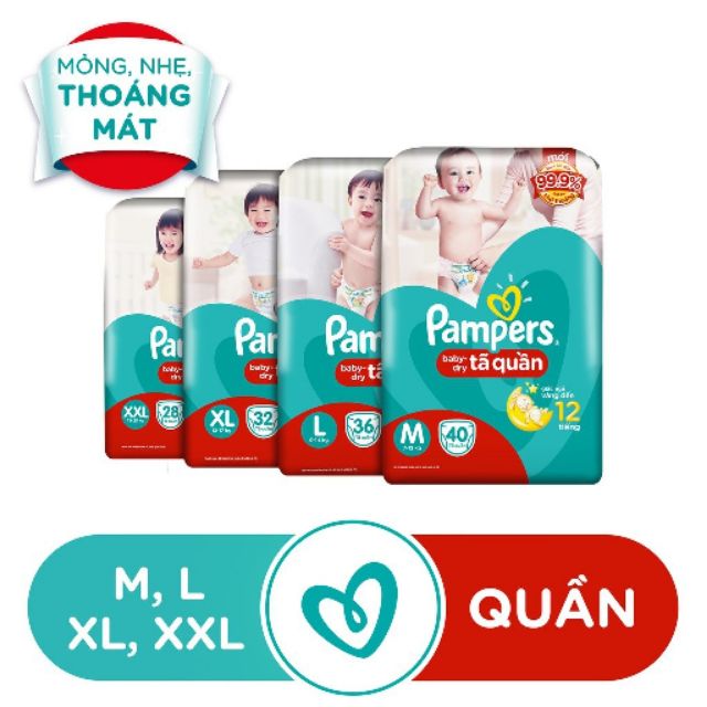 [HÀNG CHÍNH HÃNG]Tã/Bỉm Quần Pampers bịch Tiết kiệm đủ size M40/L36/XL32/XXL28