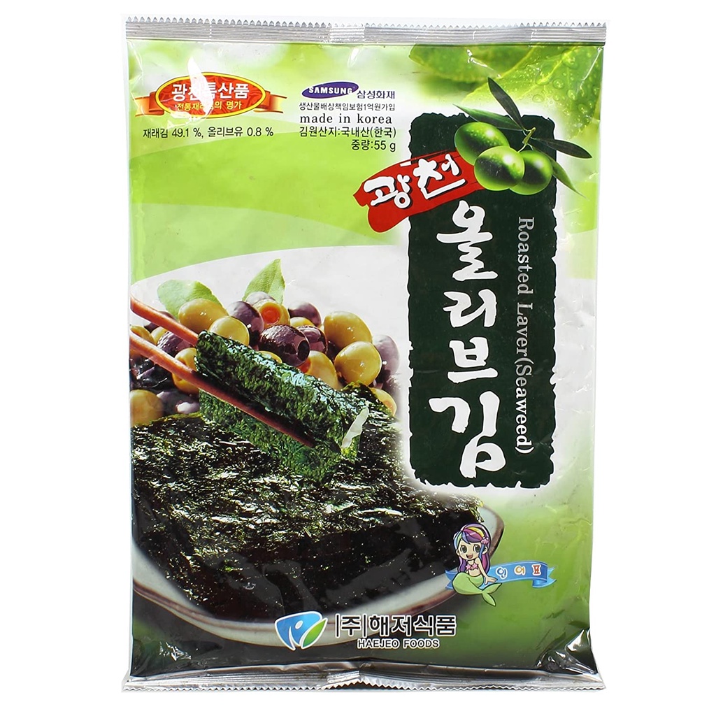 RONG BIỂN ĂN LIỀN OLIVE OIL SEASONED LAVER HÀN QUỐC - LỐC 6 GÓI - TẢO BIỂN