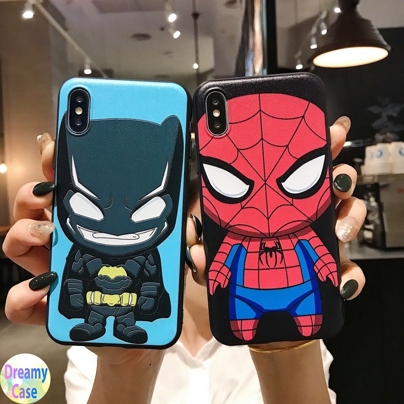 Ốp điện thoại TPU mềm họa tiết người nhện/batman cho Compatible for iPhone 11 Pro X XR XS Max 6 6S 7 8 Plus