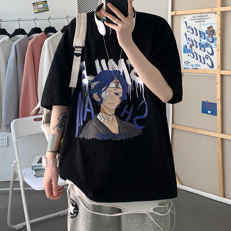Áo nam tay ngắn in hình anime trẻ trung