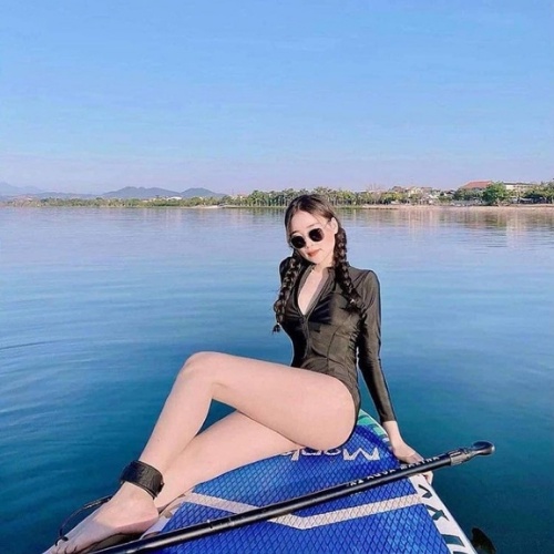 Bikini đồ bơi nữ tay dài khóa kéo màu đen sành điệu kín đáo KONKUN MS01-TAY DÀI