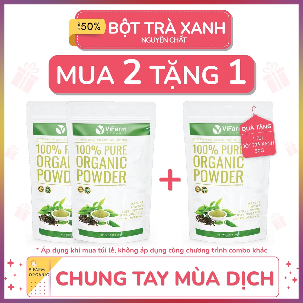 Bột Trà Xanh Matcha Nguyên Chất 50g Sấy Lạnh Công Nghệ Nhật Bản, Bột Matcha Trà Xanh Làm Bánh, Đắp Mặt