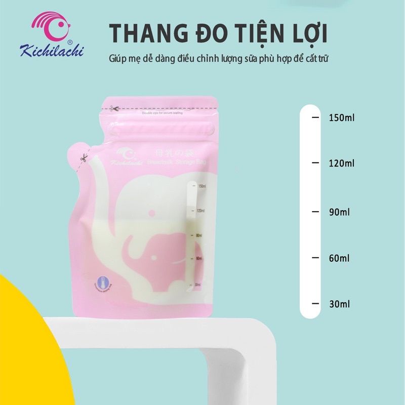 Hộp 30 Túi Trữ Sữa Kichi 150ml Có Vòi Rót Tiện Dụng