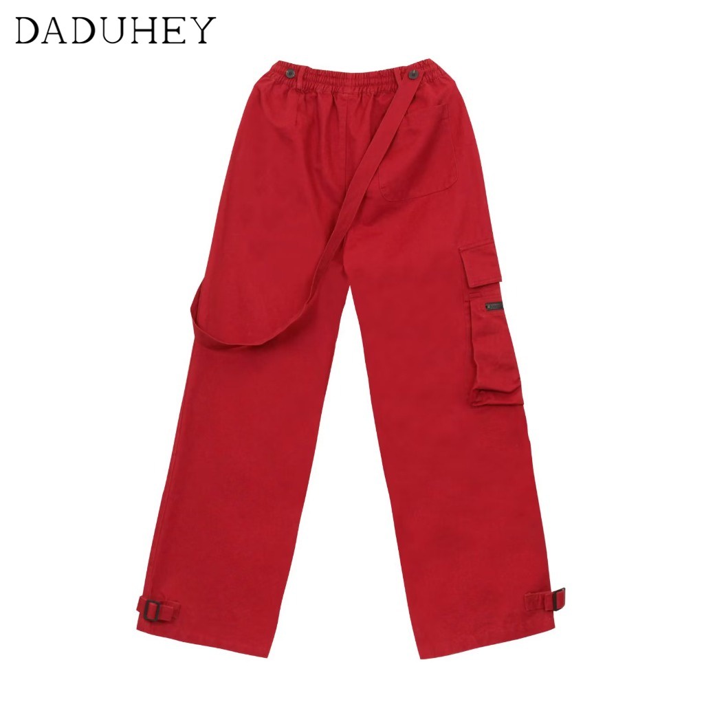 Quần dài ống suông rộng phối túi phong cách Hồng Kông retro thời trang năm 2023 cho nam