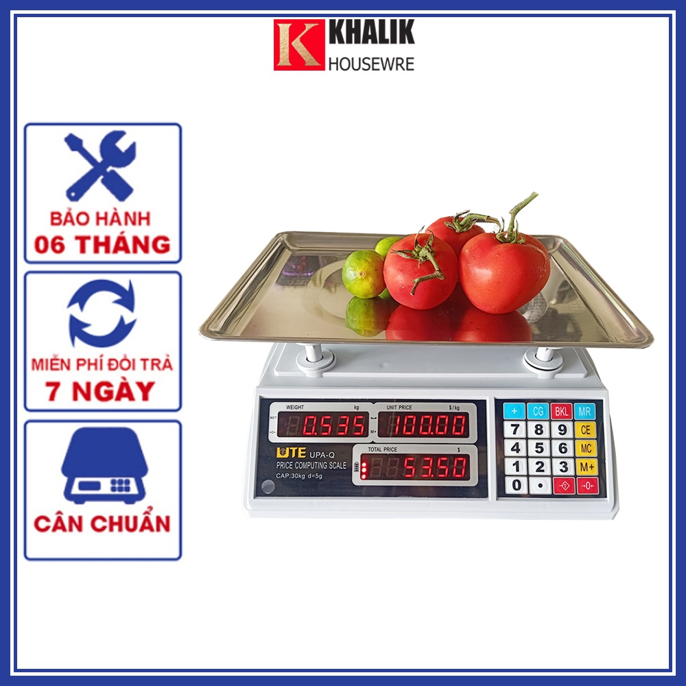 Cân tính tiền điện tử UTE UPA-Q 30kg chuẩn dành cho bán hàng siêu thị