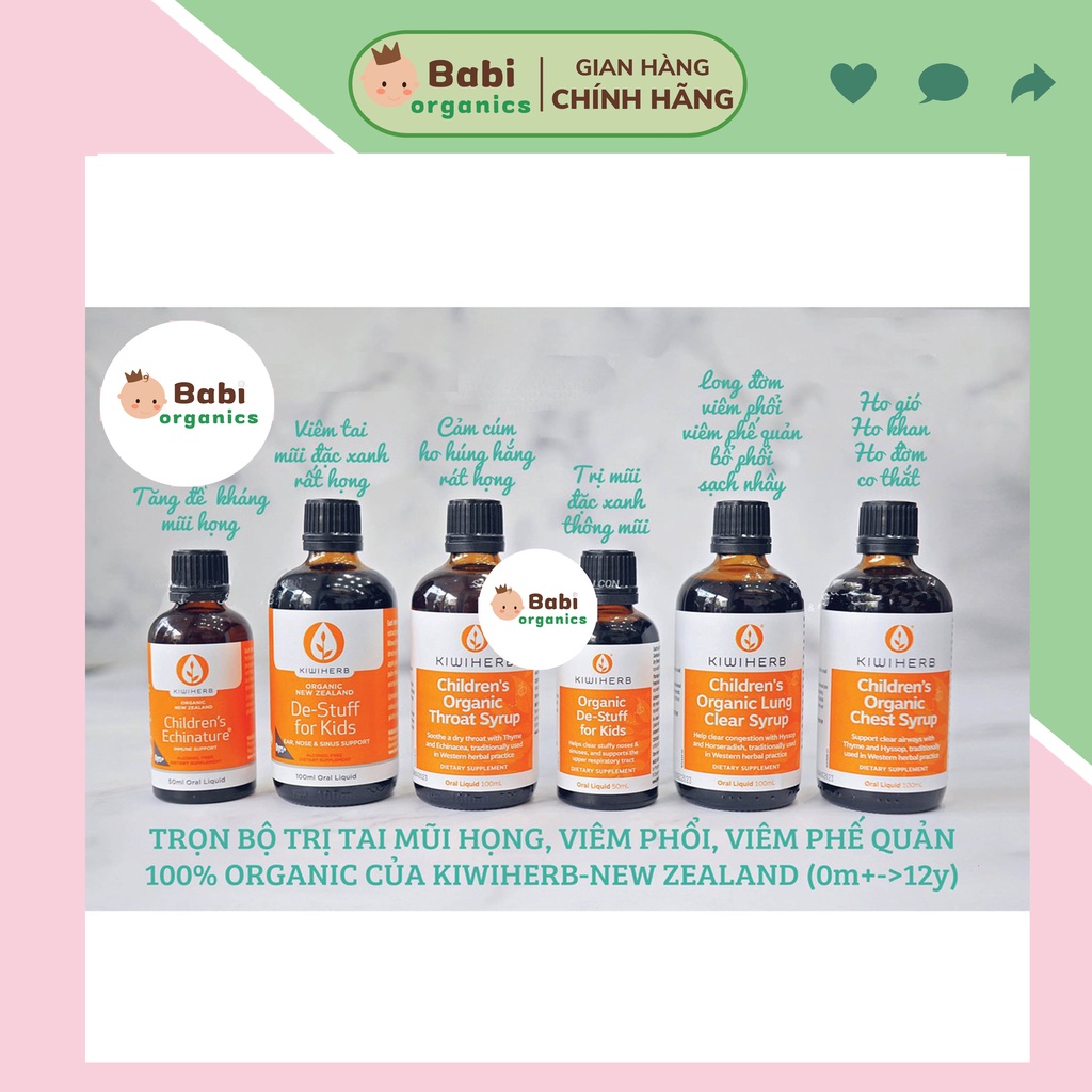 Siro tăng đề kháng hữu cơ Kiwiherb Children’s các loại cho bé