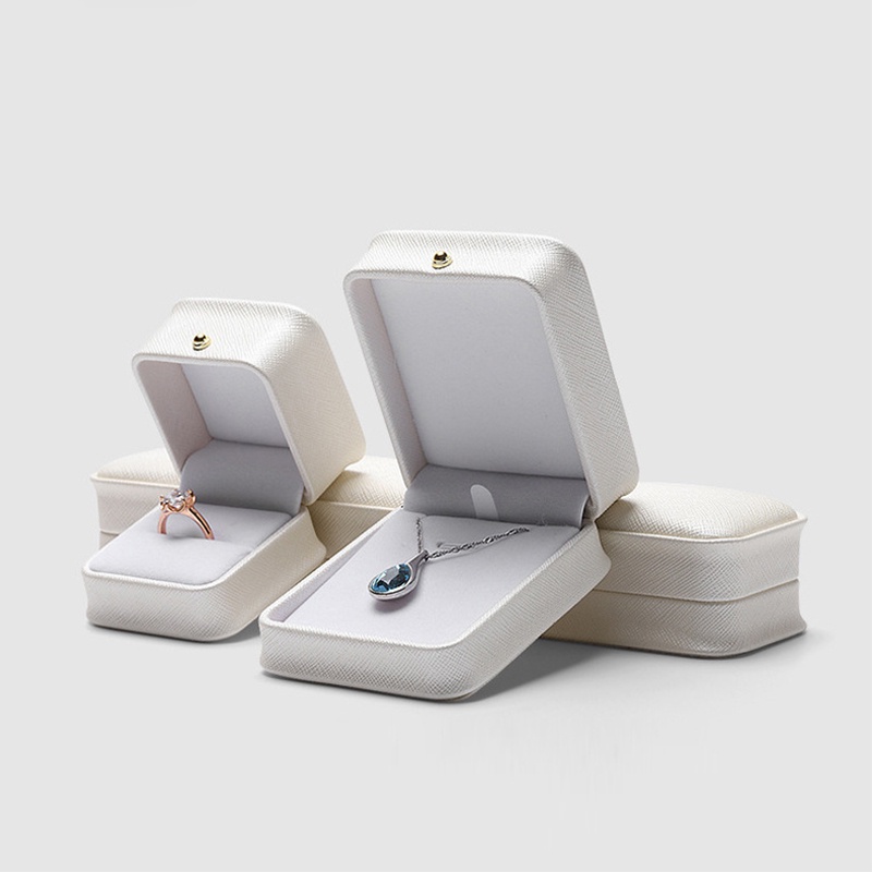 Hộp Đựng Trang Sức Bằng Da PU Cao Cấp Hình Chữ Thập Đính Ngọc Trai Sang Trọng