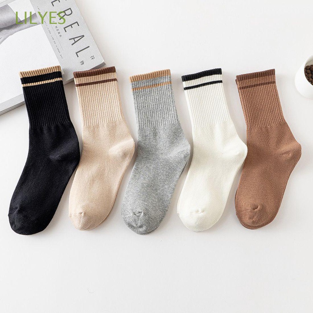 Lilyes Vớ Cotton Mềm Cổ Cao Đến Mắt Cá Chân Thời Trang Xuân Thu Đơn Giản Ấm Áp Nhiều Màu Sắc Cho Nữ