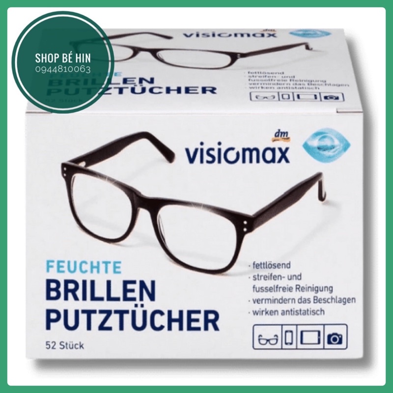 (Bill Đức) Giấy lau mắt kính VISIOMAX, Miếng lau mắt kính, màn hình điện thoại, máy tính, hàng nội địa Đức