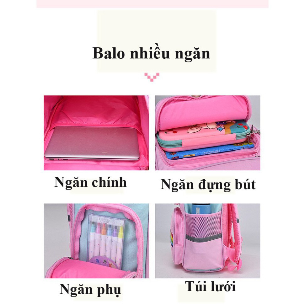 Balo dáng hộp Ngựa Pony CHỐNG GÙ LƯNG - SIÊU NHẸ  dành cho bé gái chất liệu chống thấm nước, siêu nhẹ BTE9